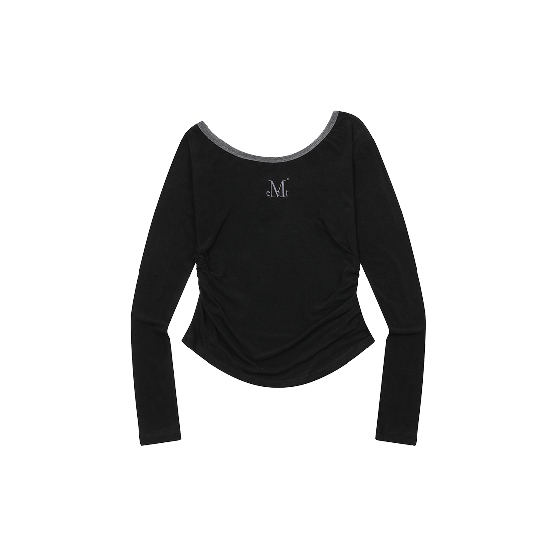 P0000BIS MUCENT Selua One Shoulder Unbalance Shirring T (3Color) Black