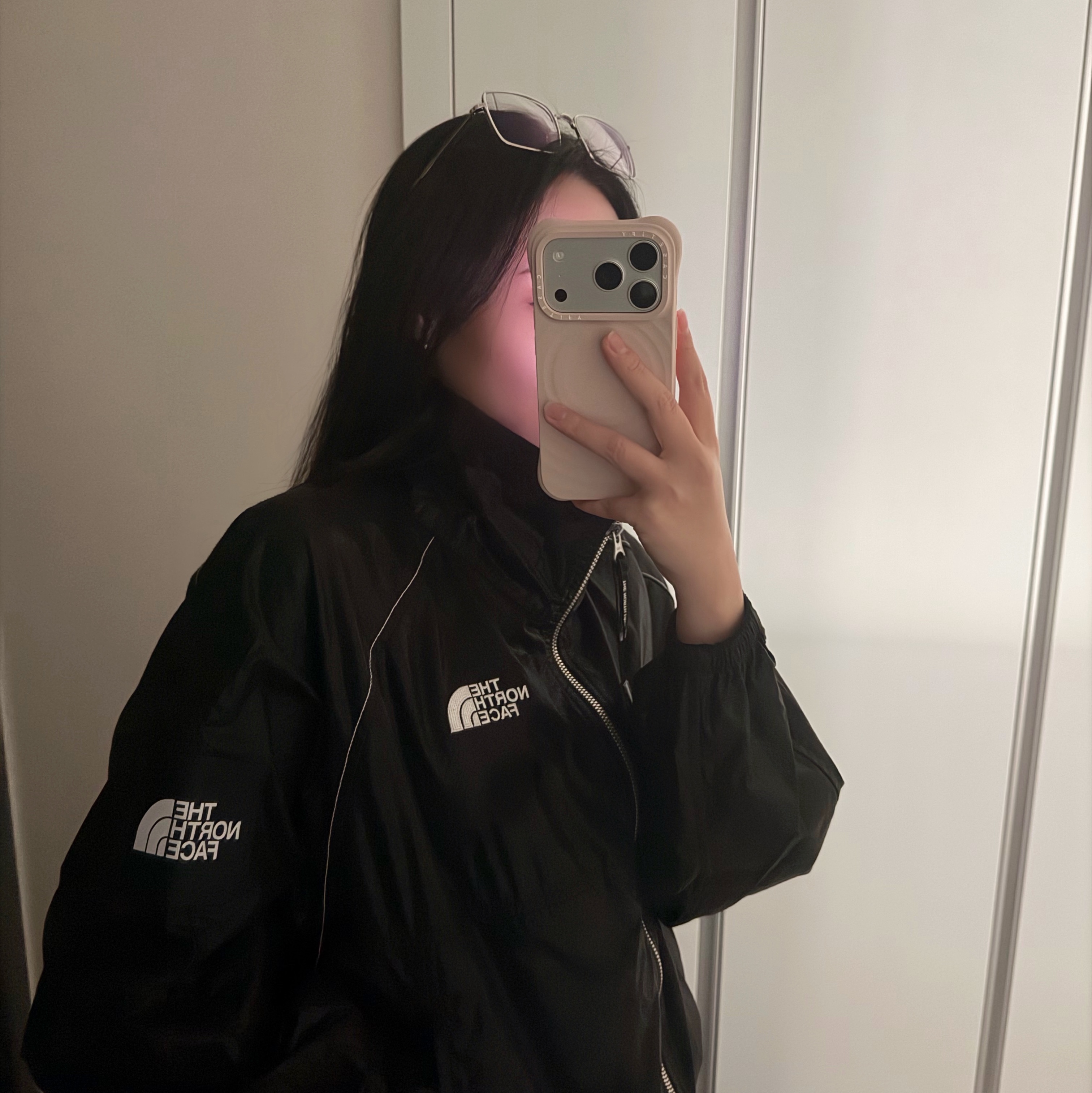 (W) The North Face White Label Novelty Olema Jacket Black 착용 스타일