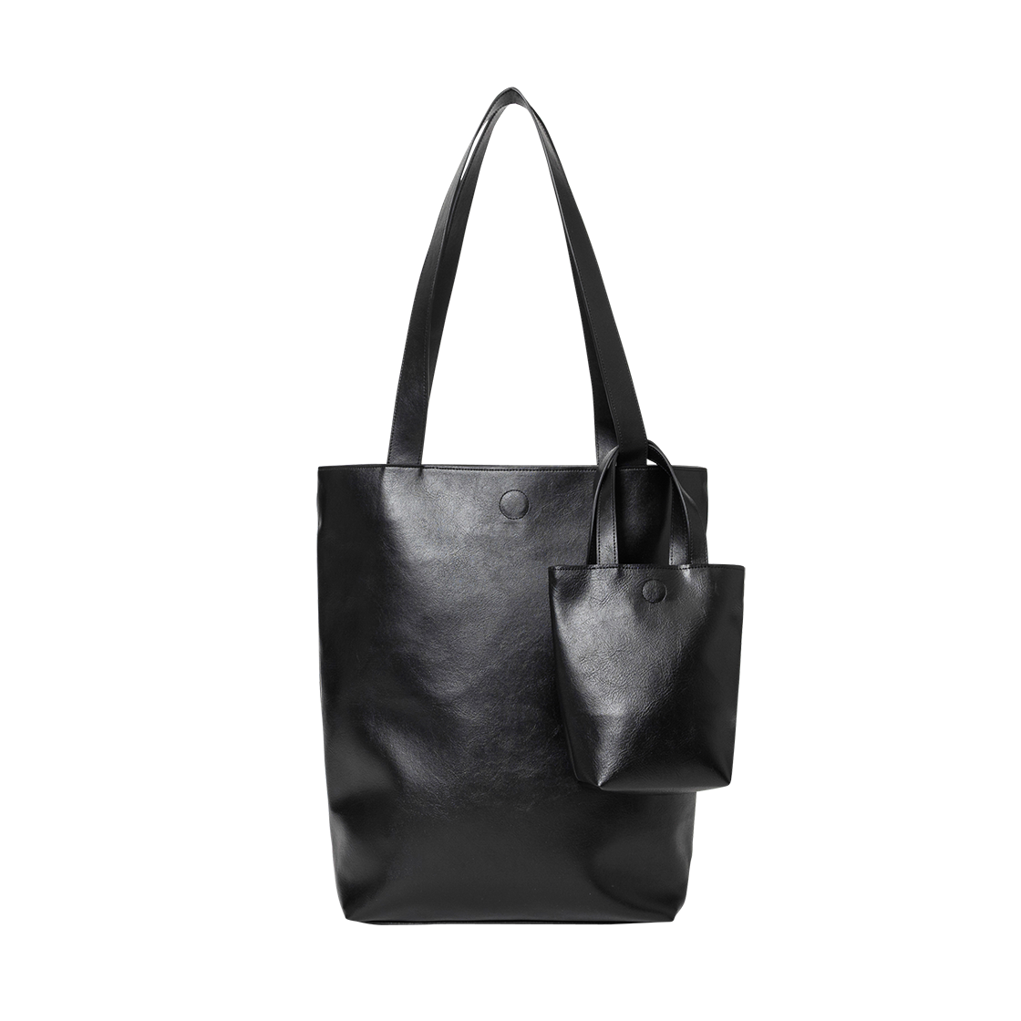 AJ262BG002BK AJOBYAJO Vegan Leather Dual Tote Bag Black