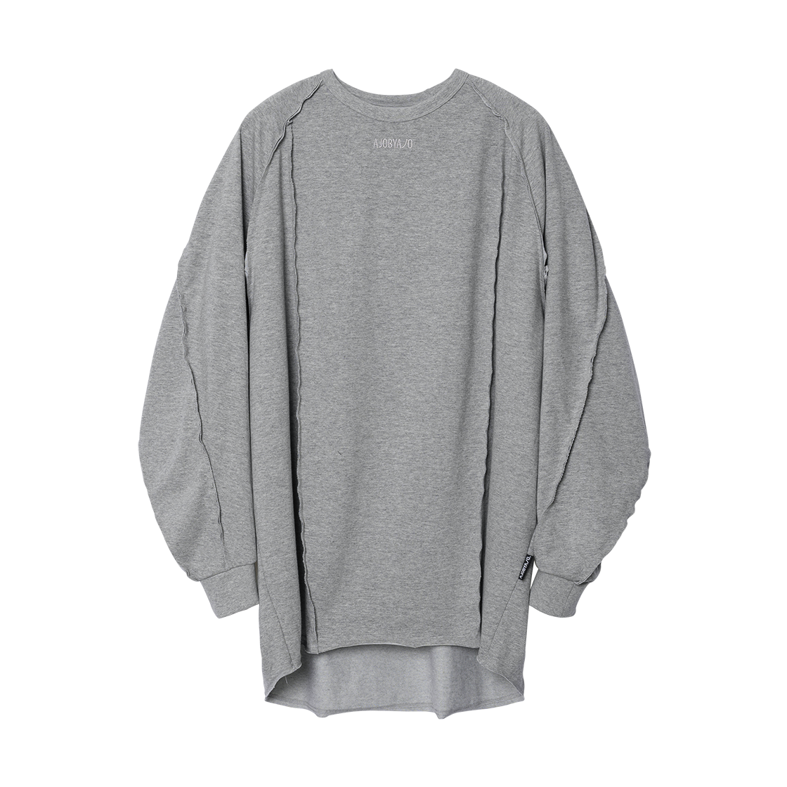 아조바이아조 로우 엣지 스컬프티드 롱 슬리브 멜란지 그레이(AJOBYAJO Raw Edge Sculpted Long Sleeve Melange Grey)
