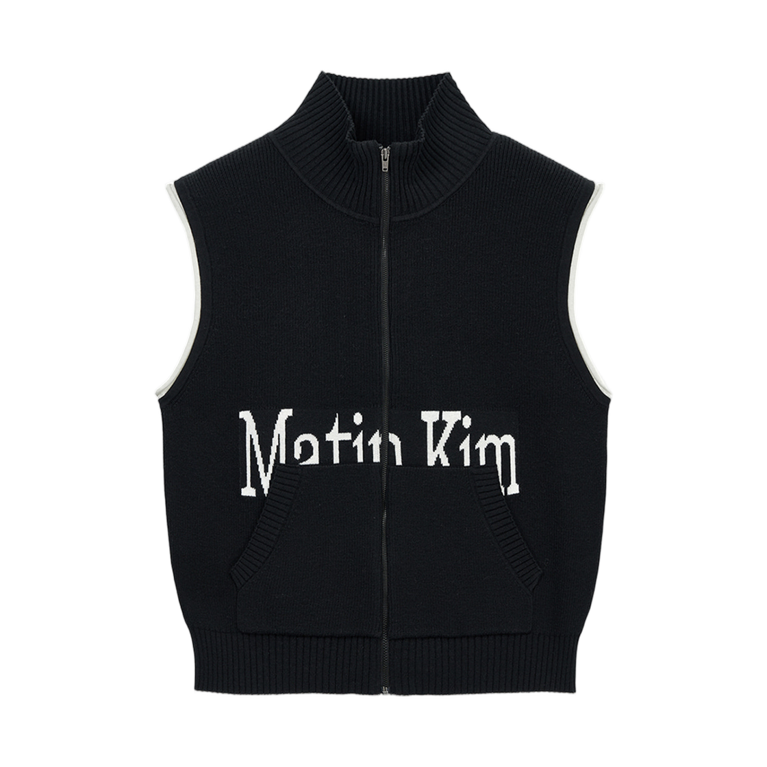 마뗑킴 마뗑킴 스펠 포인트 니트 집업 베스트 블랙(Matin Kim Matin Kim Spell Point Knit Zip Up Vest In Black) - 1