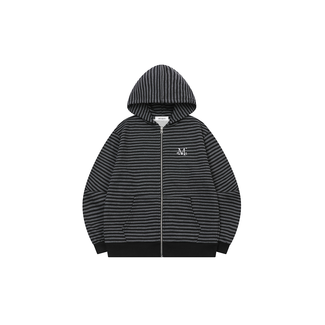 무센트 플레아 스트라이프 후드 집업 남녀공용 차콜 - 블랙(MUCENT Flea Stripe Hood Zip-up Unisex Charcoal - Black)