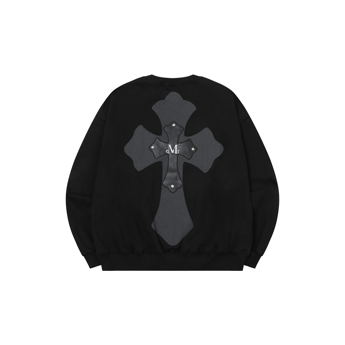 무센트 녹센 백 크로스 레더 패치 맨투맨 (2컬러) 블랙(MUCENT Noxen Back Cross Leather Patch MTM (2Color) Black) - 2