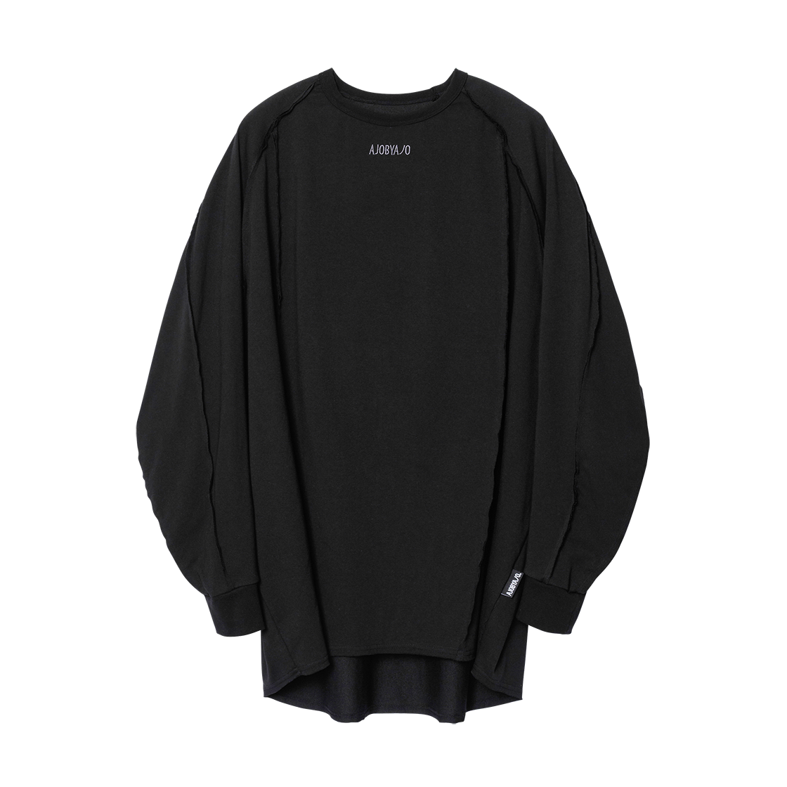 아조바이아조 로우 엣지 스컬프티드 롱 슬리브 블랙(AJOBYAJO Raw Edge Sculpted Long Sleeve Black)