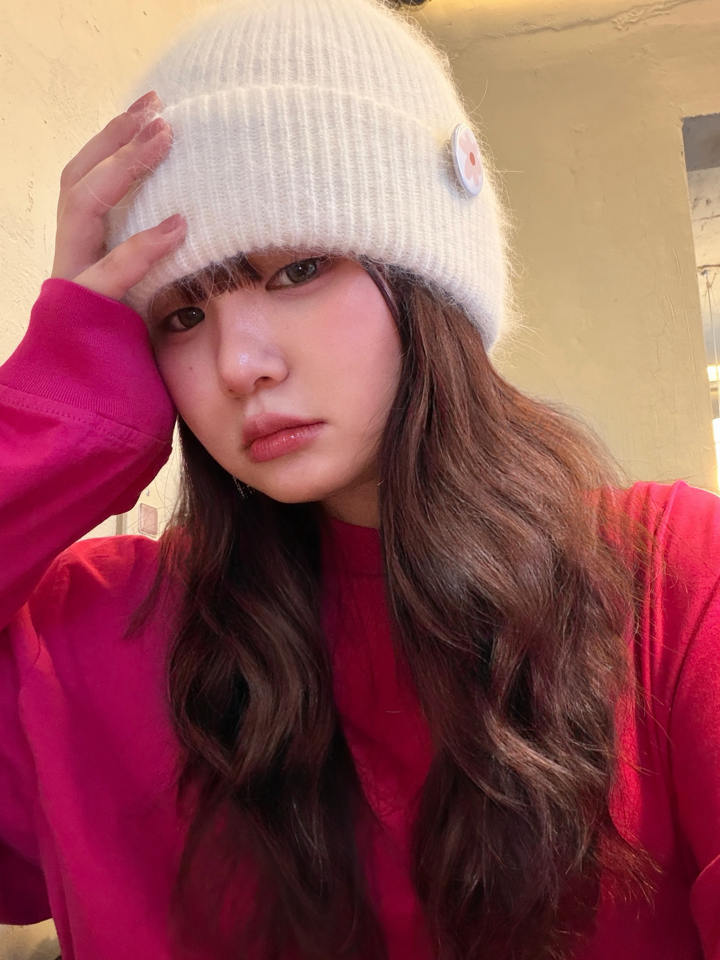 Supreme Intarsia Sleeve L/S Top Fuchsia - 25FW 착용 스타일 - 3