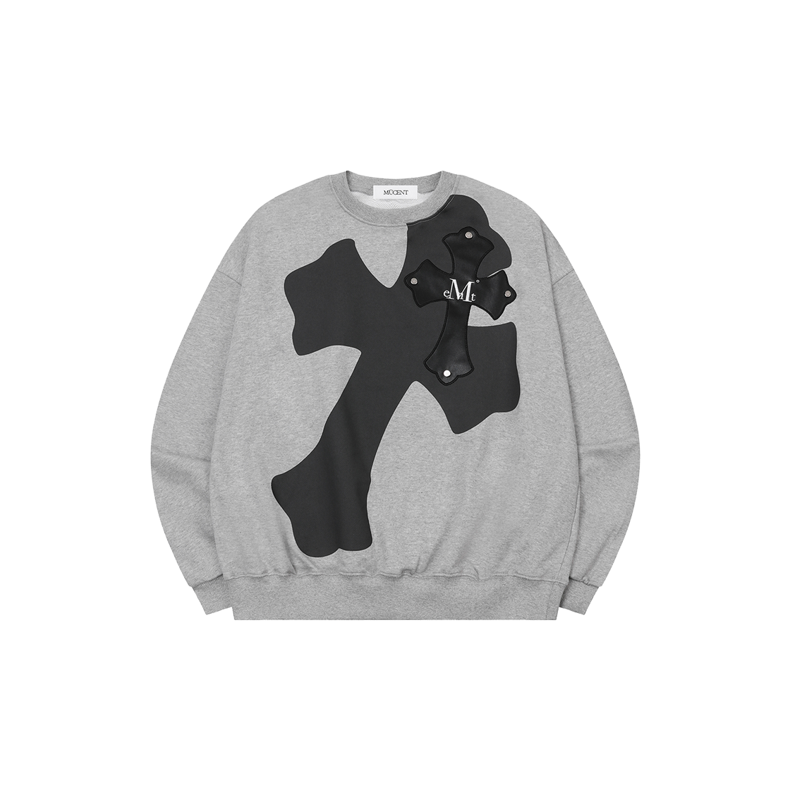 P0000BIQ MUCENT Noxen Back Cross Leather Patch MTM (2Color) Gray