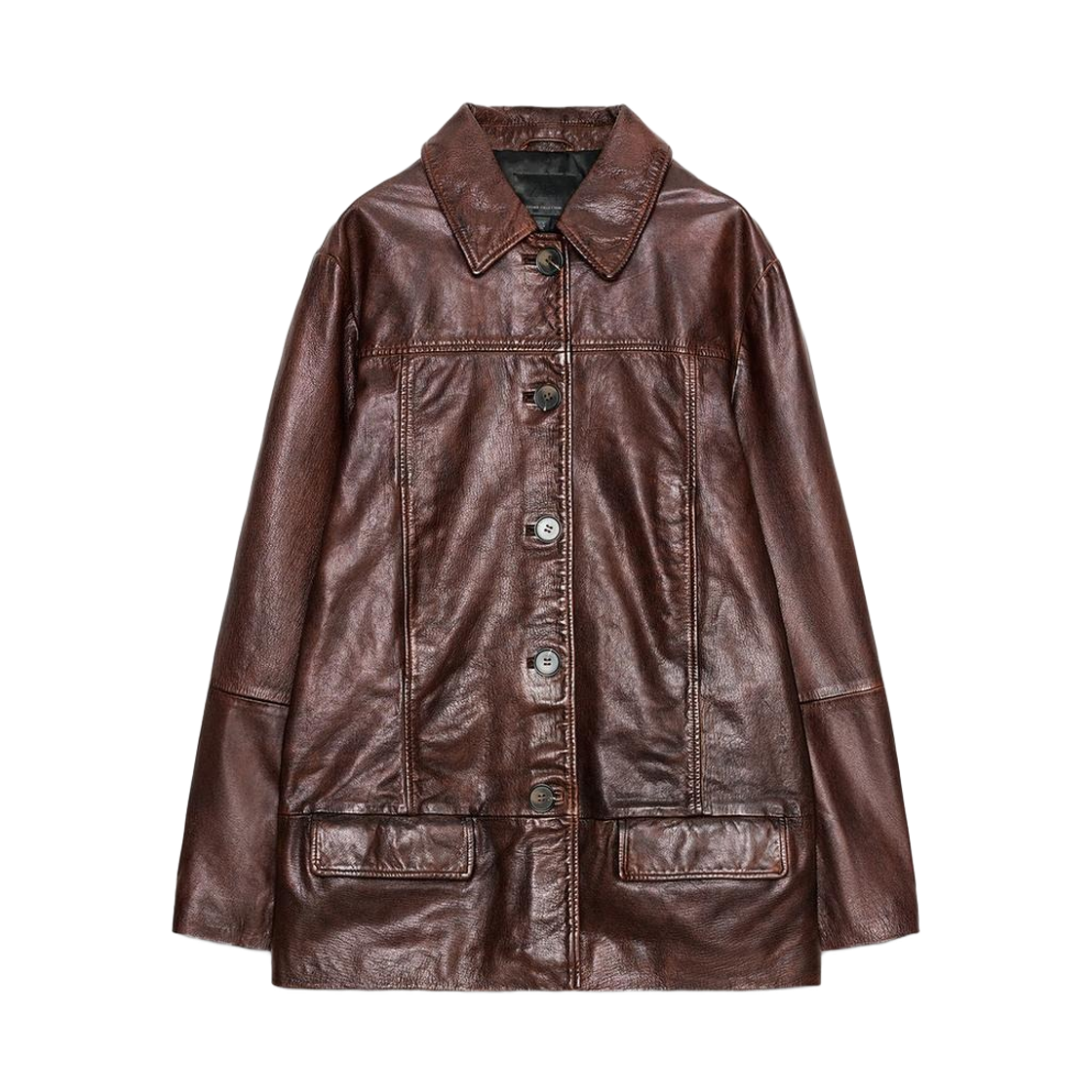 5601/814/700 (W) Zara 100% Washed Effect Leather Jacket Brown