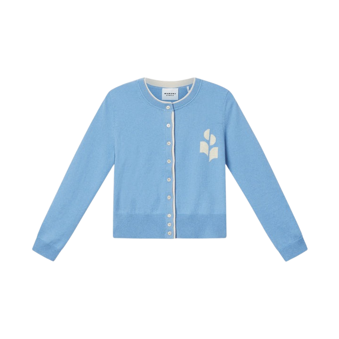 (W) 이자벨 마랑 로나 코튼 울 가디건 더스키 블루 라이트 그레이 - 26SS((W) Isabel Marant Lona Cotton and Wool Cardigan Dusky Blue Light Grey - 26SS) - 1