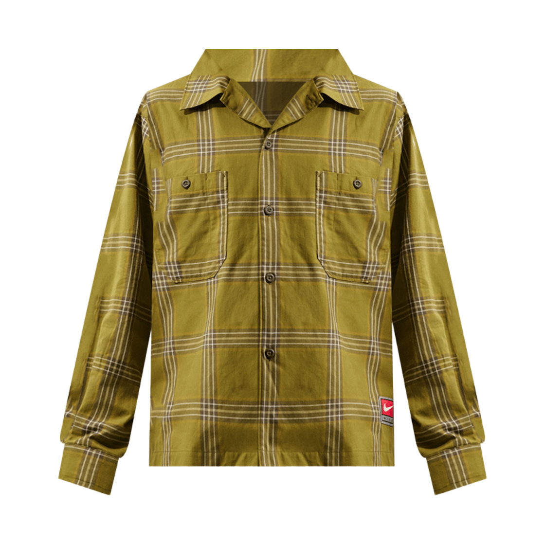 IF1046-368 Nike Life Long Sleeve Flannel Shirt Olive Flak Dark Hazel (IF1046-368)