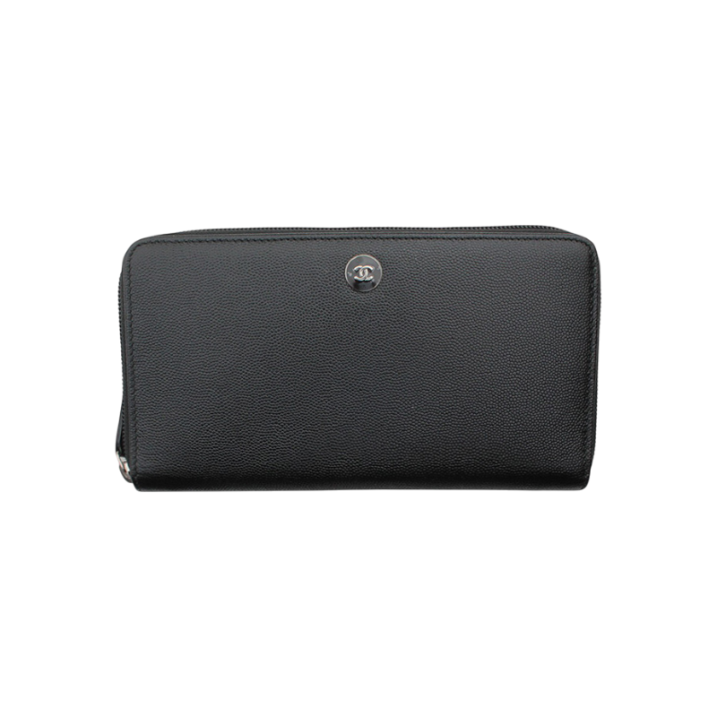 ITF6D8BUCQJR Chanel Black Caviar Silver CC Organizer Wallet Style 22