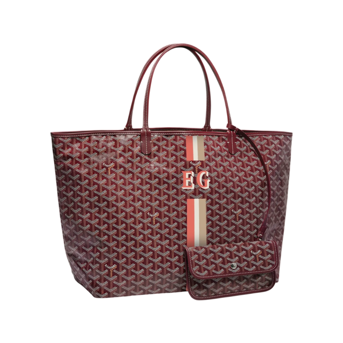 고야드 생루이 GM 백 스트라이프와 이니셜 버건디 (크로 포함)(Goyard Saint Louis GM Bag Stripes and Initials Burgundy (with Croc)) - 1
