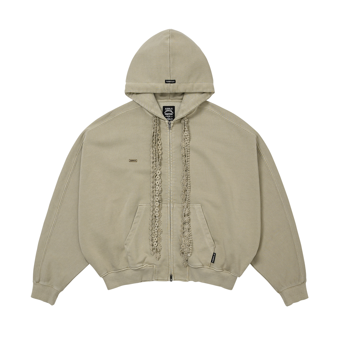 AJ262OT004BE AJOBYAJO Laced Multi-Drawstring Zip-Up Hoodie Beige