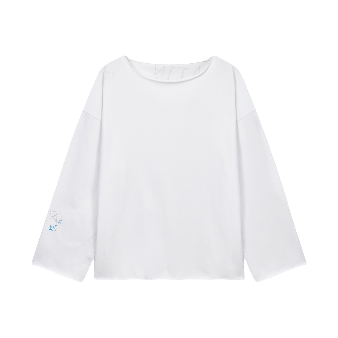 MK2611TS005MWH Matin Kim Raw Hem Finished Boat Neck Top In White