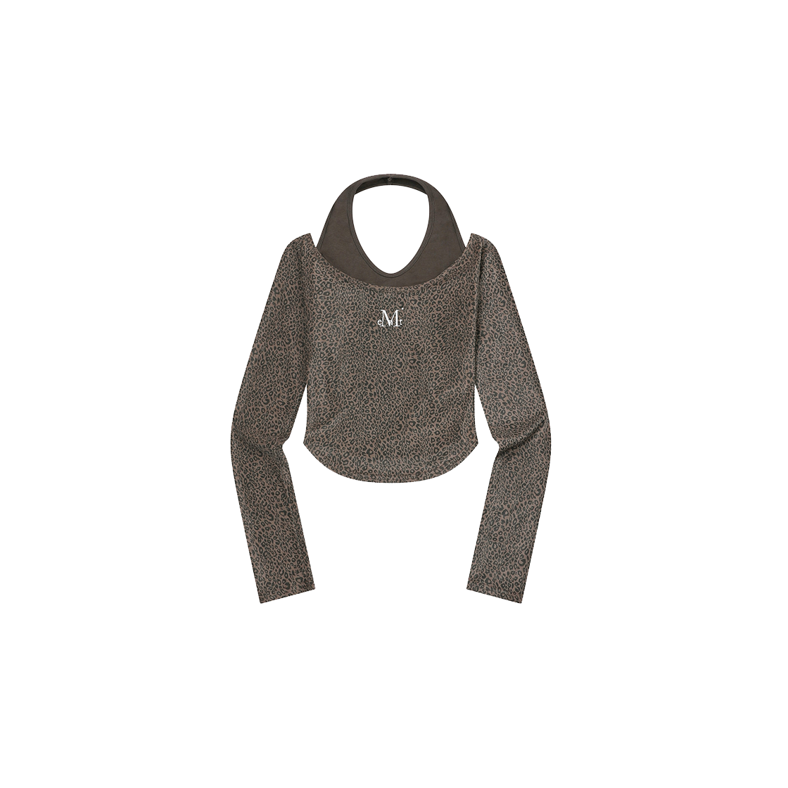 무센트 리세르 호피 홀터넥 레이어드 긴팔 티 레오파드(MUCENT Lycere Leopard Halter Neck Layered Long Sleeve T Leopard) - 1