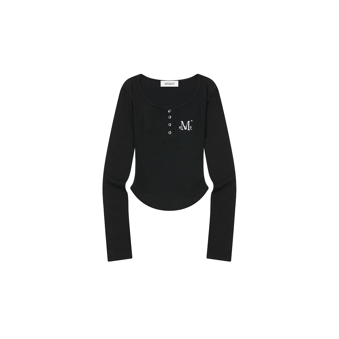 P0000BLL MUCENT Aniv U-Neck Slim Fit Long Sleeve T Black