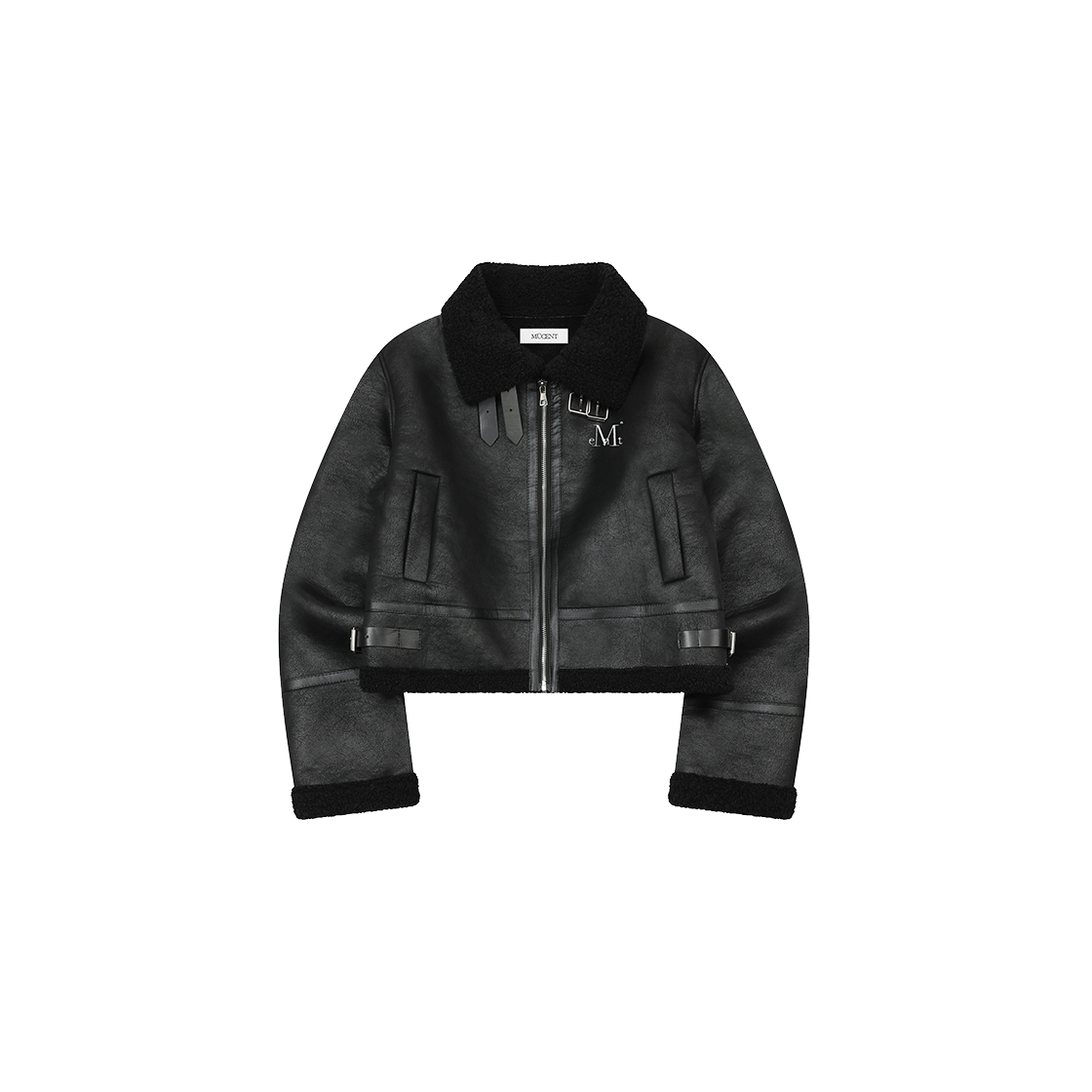 무센트 에트 백 레더 크롭 무스탕 블랙(MUCENT Ett Back Leather Crop Mustang Black)