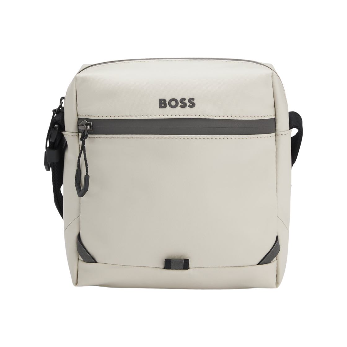 50558369-272 Hugo Boss Reflective Detail Reporter Bag in Faux Leather Light Beige