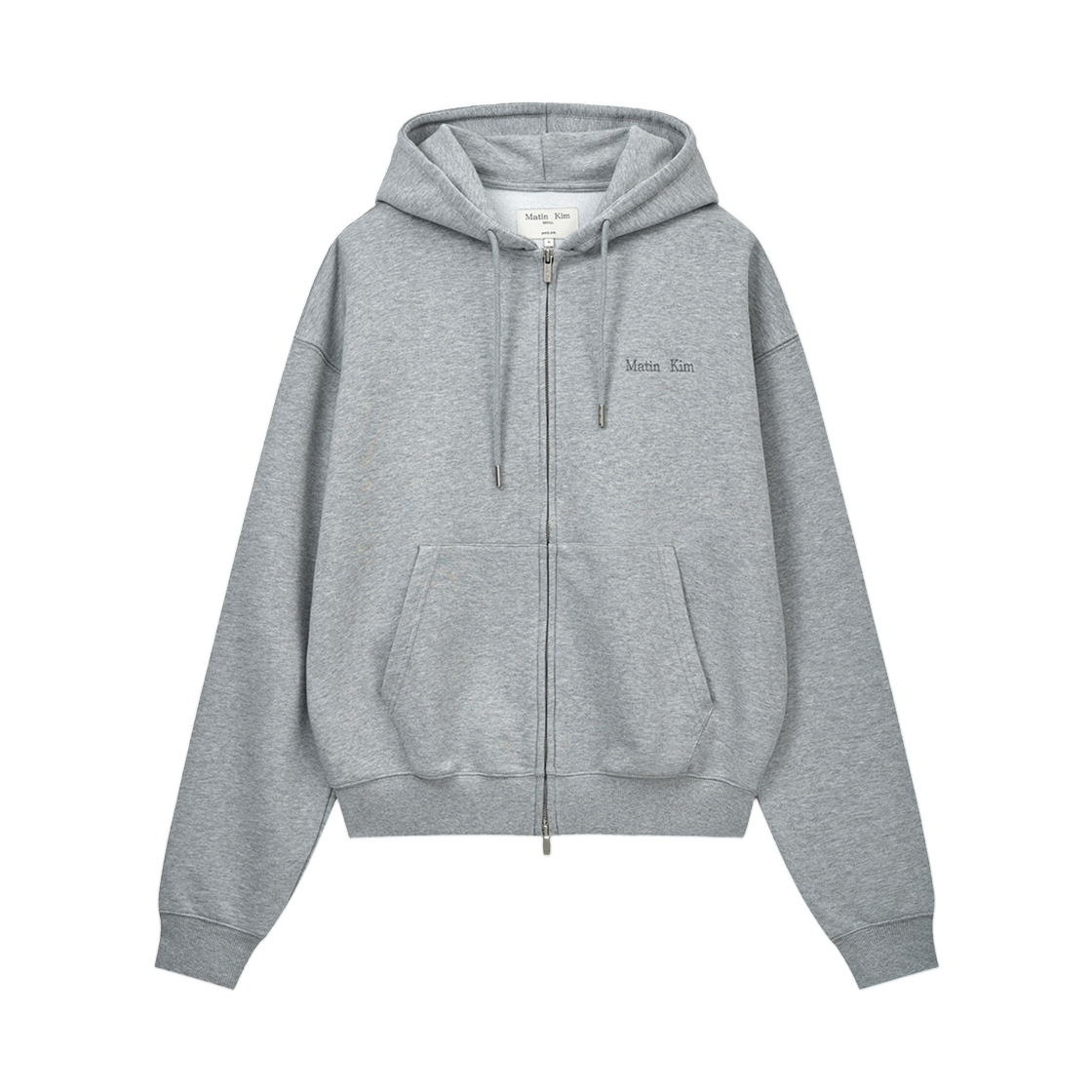 마뗑킴 백 로고 에센셜 후디 집업 그레이(Matin Kim Back Logo Essential Hoody Zip Up In Grey)