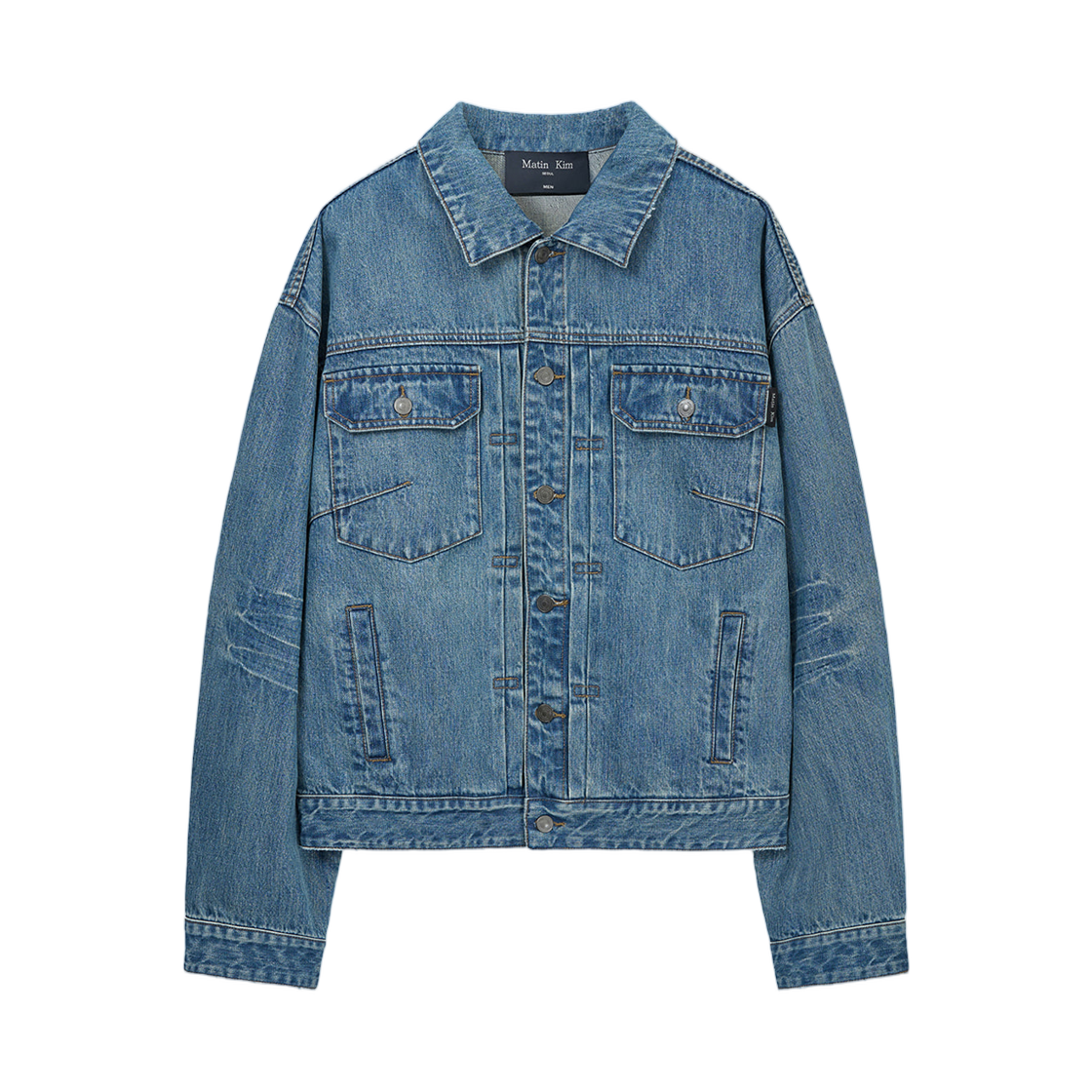마뗑킴 빈티지 워시드 데님 트러커 블루(Matin Kim Vintage Washed Denim Trucker In Blue) - 1