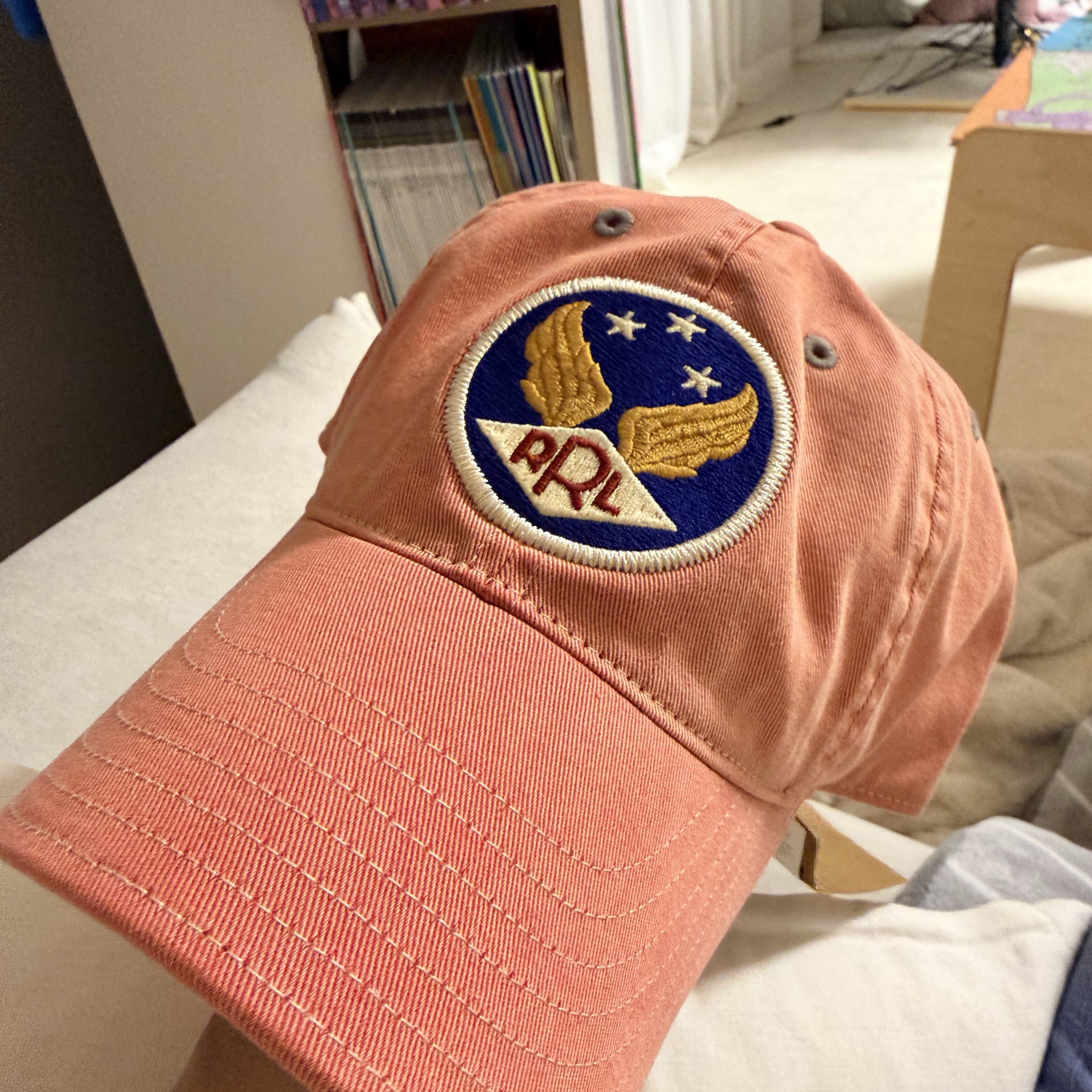 Double RL Garment Dyeing Twill Ball Cap Red 착용 스타일
