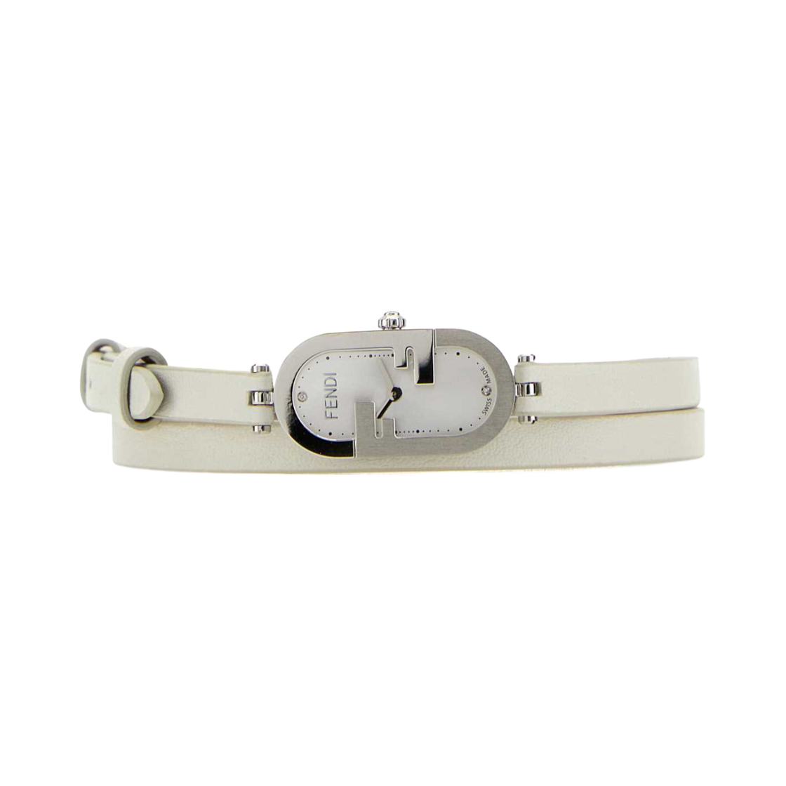 (W) 펜디 오 락 버티컬 28mm 레더 화이트((W) Fendi O'Lock Vertical 28mm Leather White)