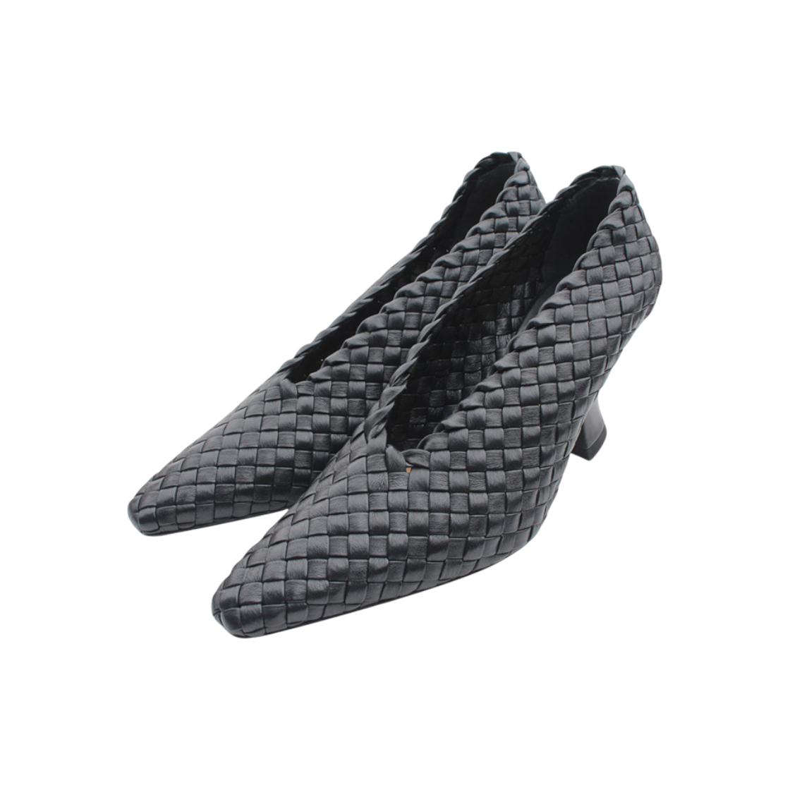 보테가 베네타 블랙 위빙 하이뱀프 슈즈 35(Bottega Veneta Black Woven High-Top Shoes 35)