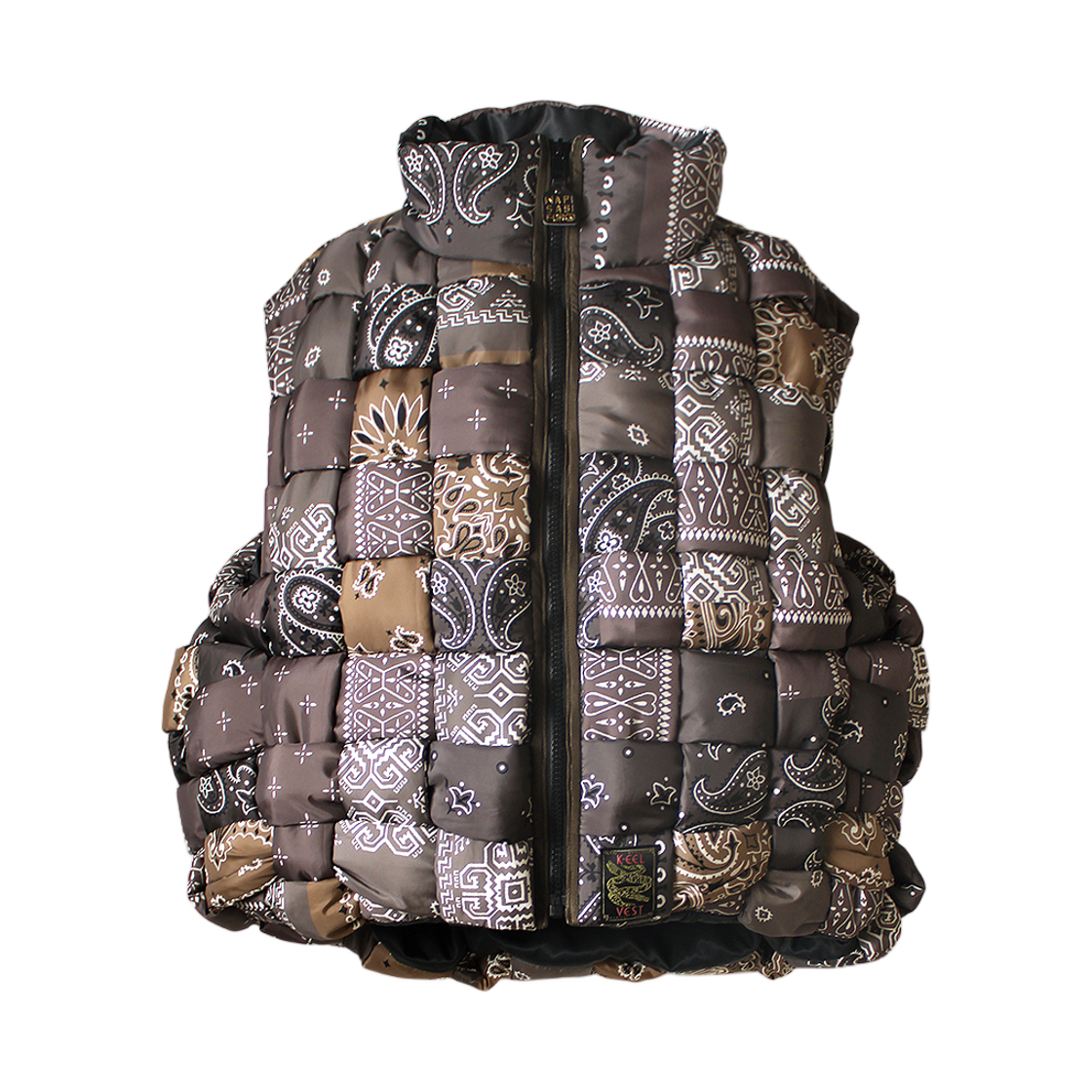 K2511SJ196 Kapital Bandana Transfer Nylon Keel Weaving Vest Brown