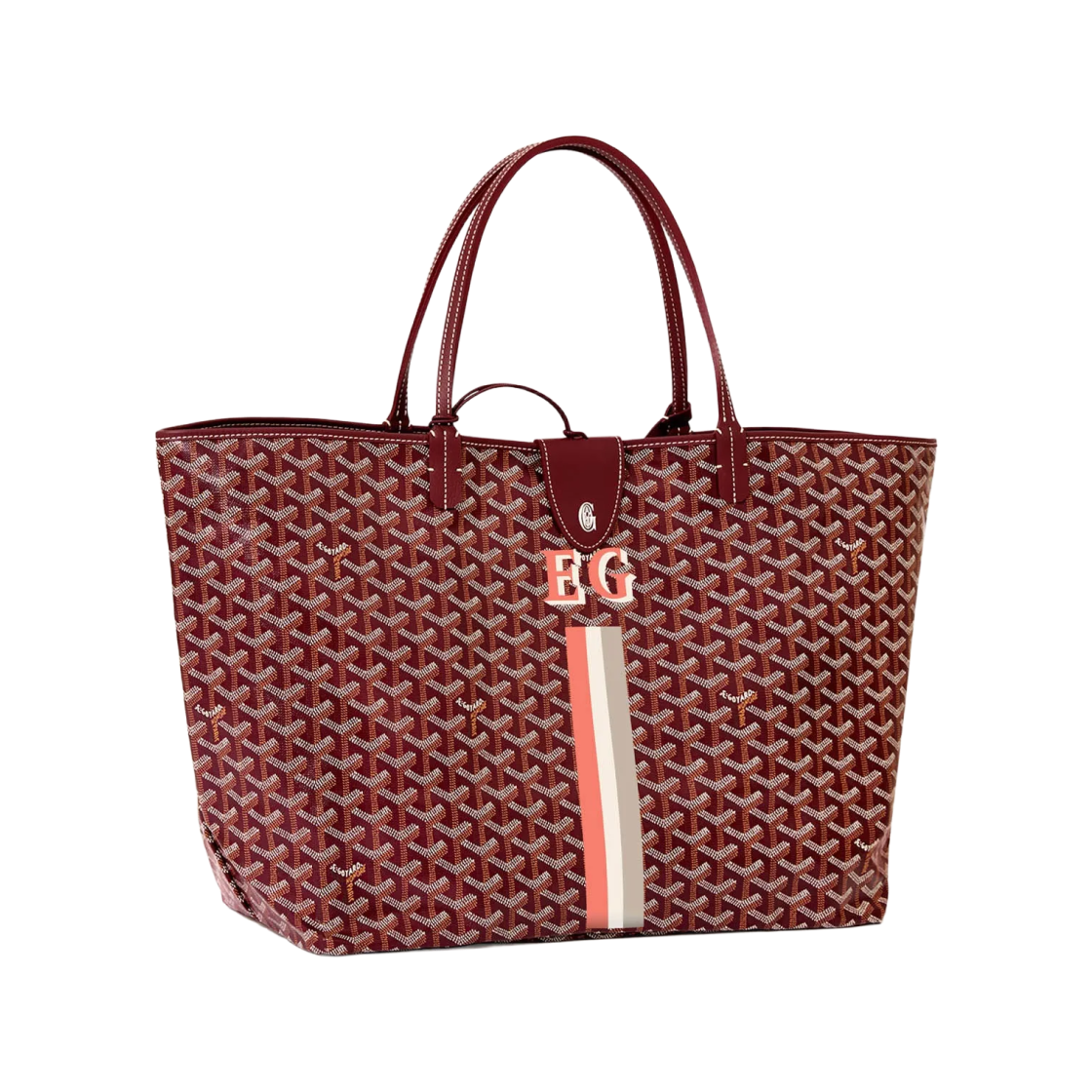 고야드 생루이 GM 백 스트라이프와 이니셜 버건디 (크로 포함)(Goyard Saint Louis GM Bag Stripes and Initials Burgundy (with Croc)) - 3
