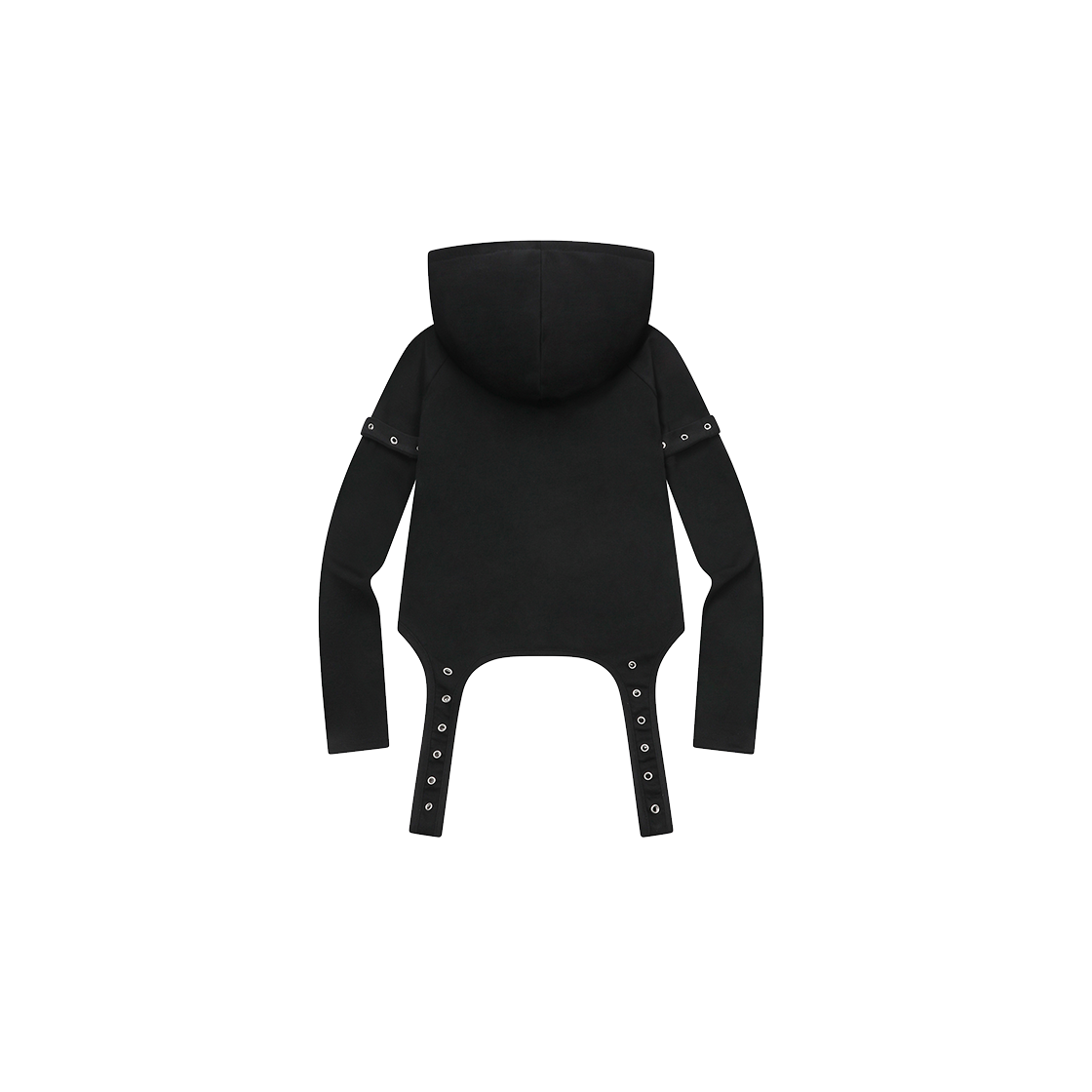 무센트 오엔 아일렛 포인트 나그랑 후드 티 블랙(MUCENT Oenn Eyelet Point Raglan Hood T Black) - 2