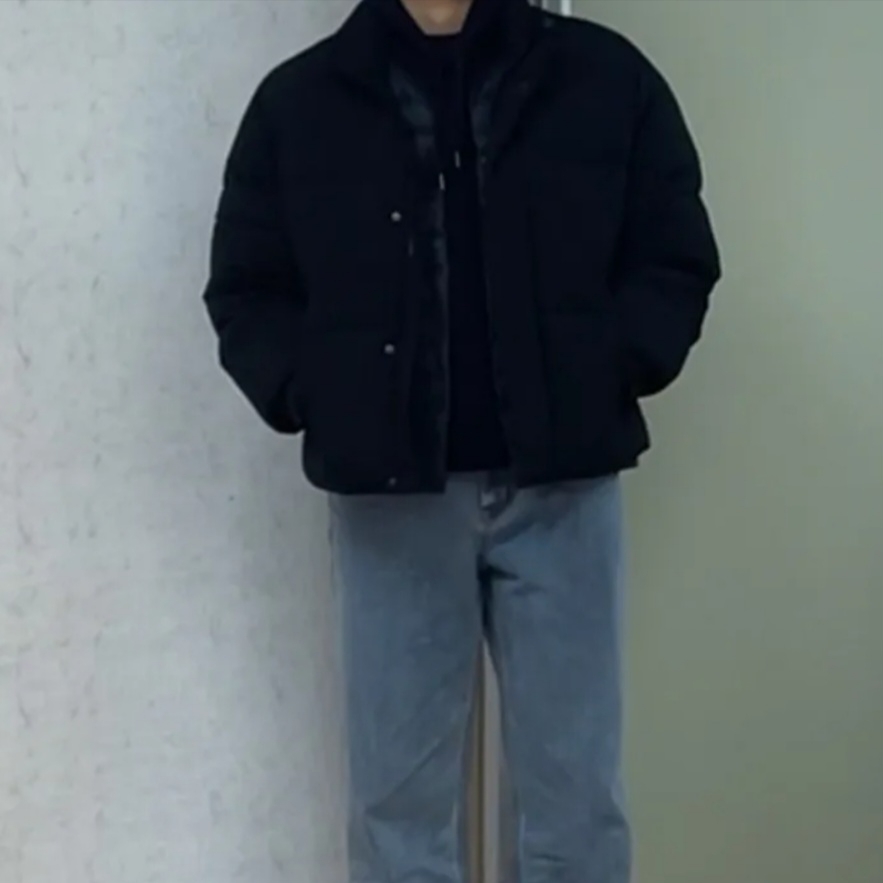 Musinsa Standard Daily Puffer Short Padding Jacket Black 착용 스타일