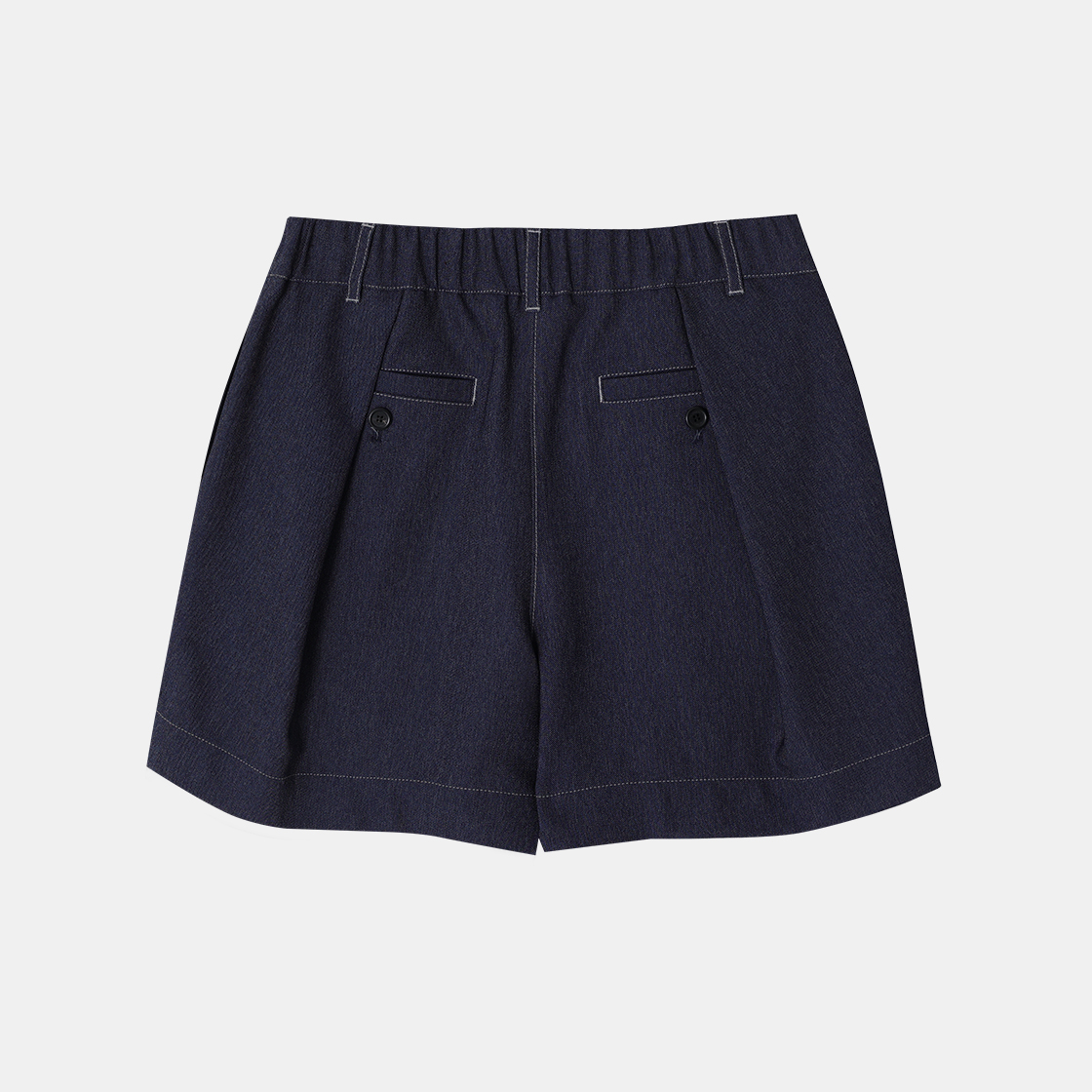 (W) 송지오 크로스 플리츠 데님 라이크 쇼츠 블루((W) SONGZIO Cross Pleats Denim Like Shorts Blue) - 2