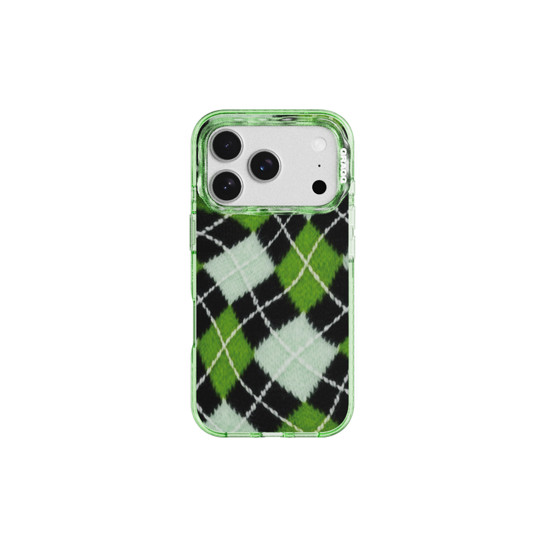 GRG25011408 GARGG MAGSAFE LAYERS FRAME CASE CLEAR GREEN - IRREGULAR ARGYLE