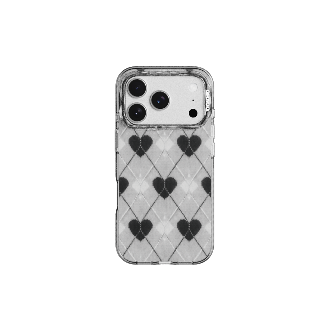 그래그 프레임 패턴 케이스 클리어 블랙 - 텍스처 하트(GARGG MAGSAFE LAYERS FRAME CASE CLEAR BLACK - TEXTURED HEART)