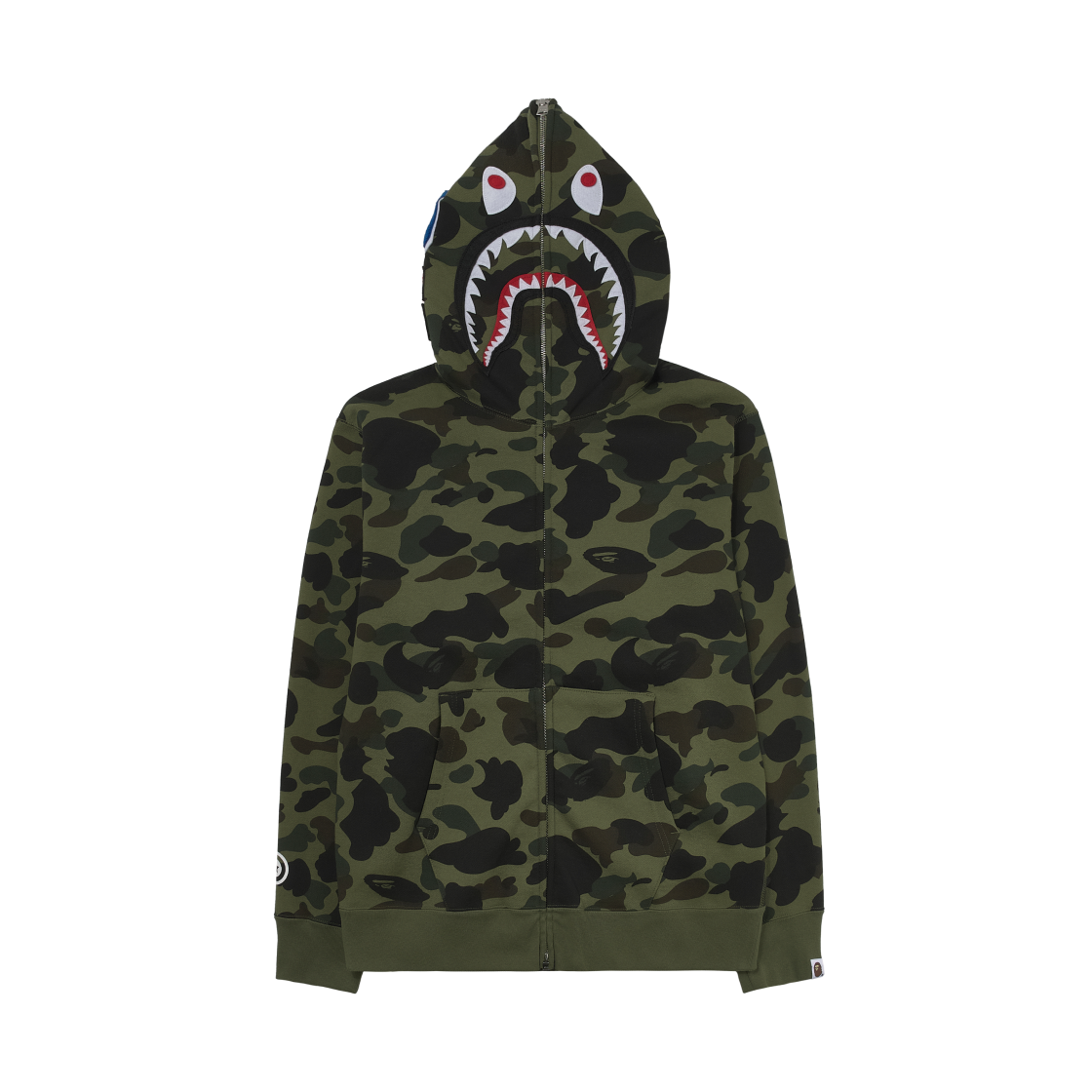 베이프 퍼스트 카모 샤크 풀 집 후드 아미 그린(BAPE 1st Camo Shark Full Zip Hoodie Army Green)