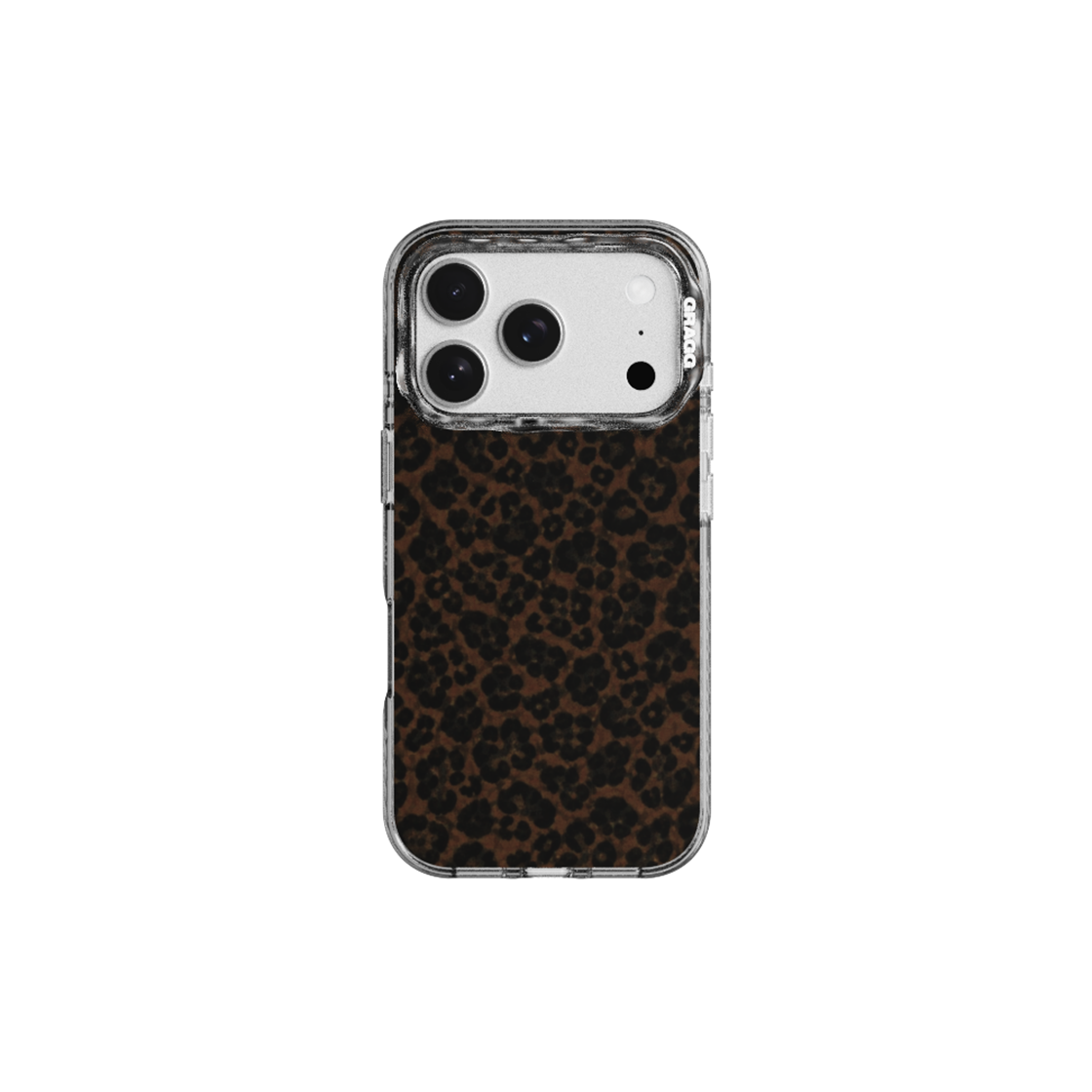 그래그 프레임 패턴 케이스 클리어 블랙 - 마이크로 레오파드 브라운(GARGG MAGSAFE LAYERS FRAME CASE CLEAR BLACK - MICRO LEOPARD BROWN)