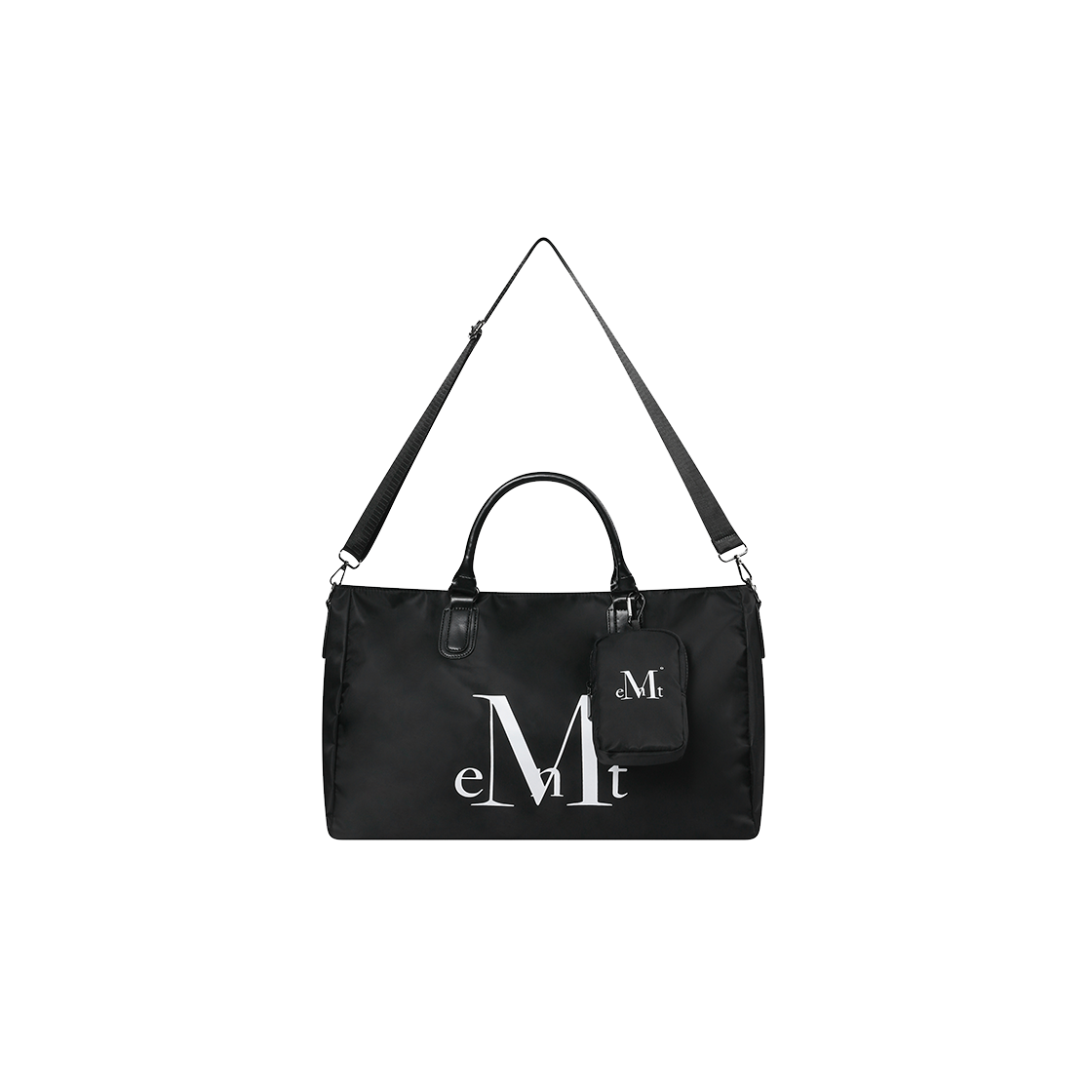 P0000BMT MUCENT [+MINIBAG] Kael Signature Logo Gym Boston Duffle Bag Unisex Black