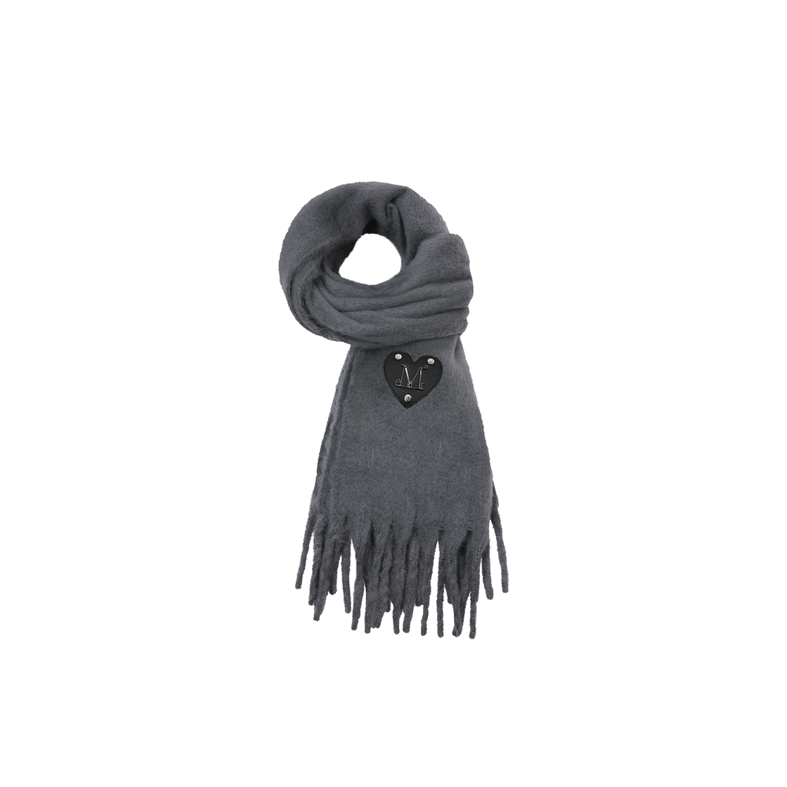 무센트 라모르 메탈 로고 하트 패치 머플러 남녀공용 (5컬러) 그레이(MUCENT Lamor Metal Logo Heart Patch Muffler Unisex (5Color) Gray)
