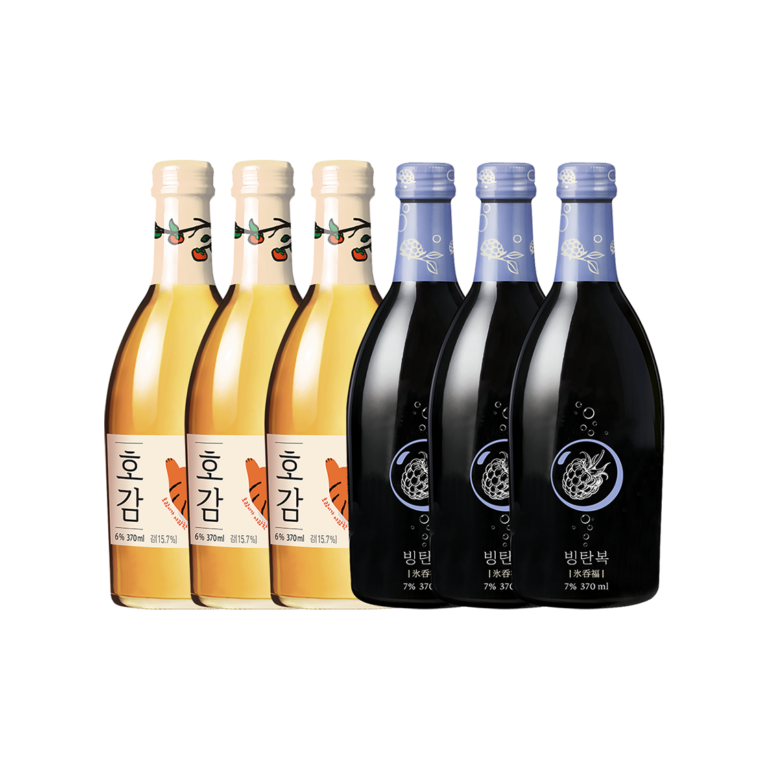 배상면주가 스파클링 과실주 감탄패키지 호감 3입 + 빙탄복 3입(BSM Brewery Gam-Tan Sparking Wine Package Hogam 3 Btl. + Bingtanbok 3 Btl.)