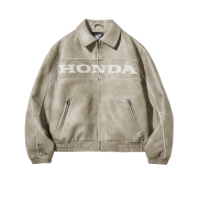 Honda Engineered Leather Piping Motorcycle Jacket Beige