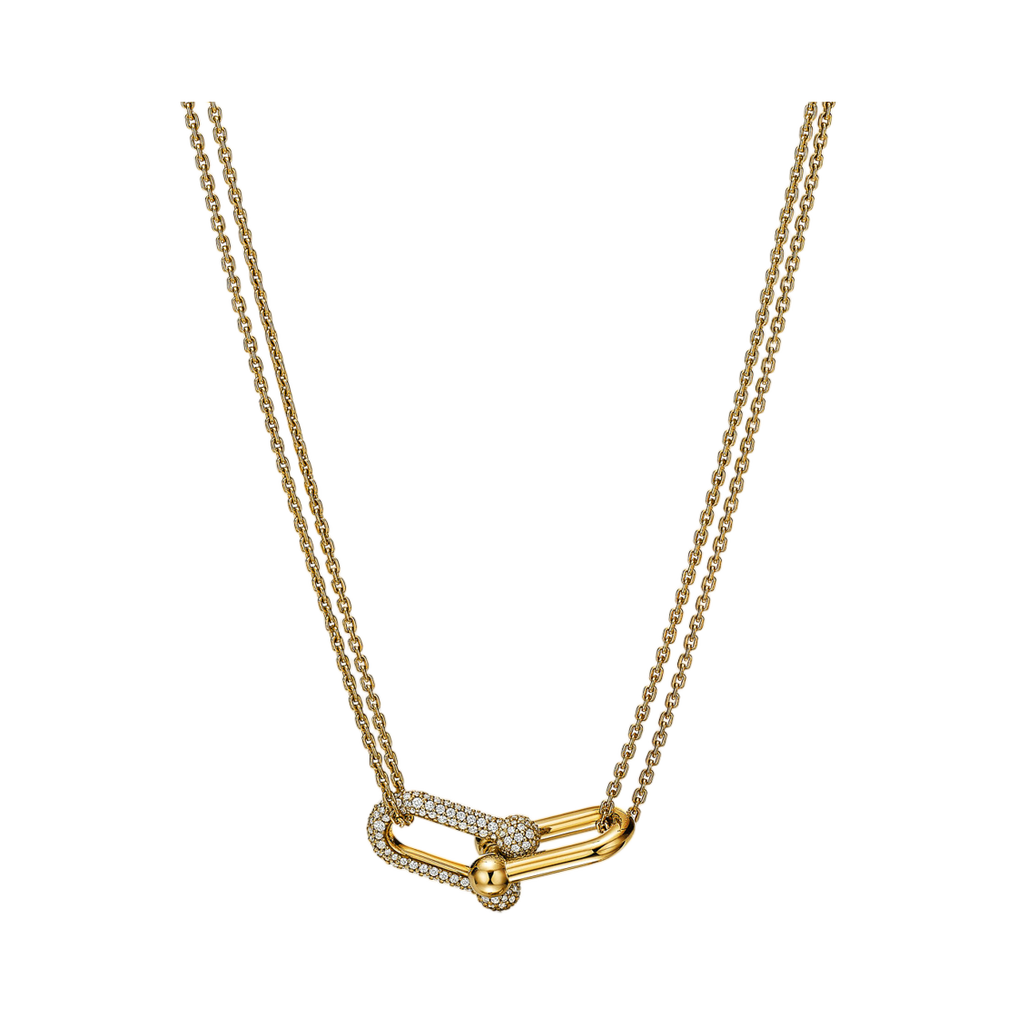 70353075 Tiffany & Co. Tiffany HardWear Large Double Link Pendant 18K Yellow Gold Pave Diamonds