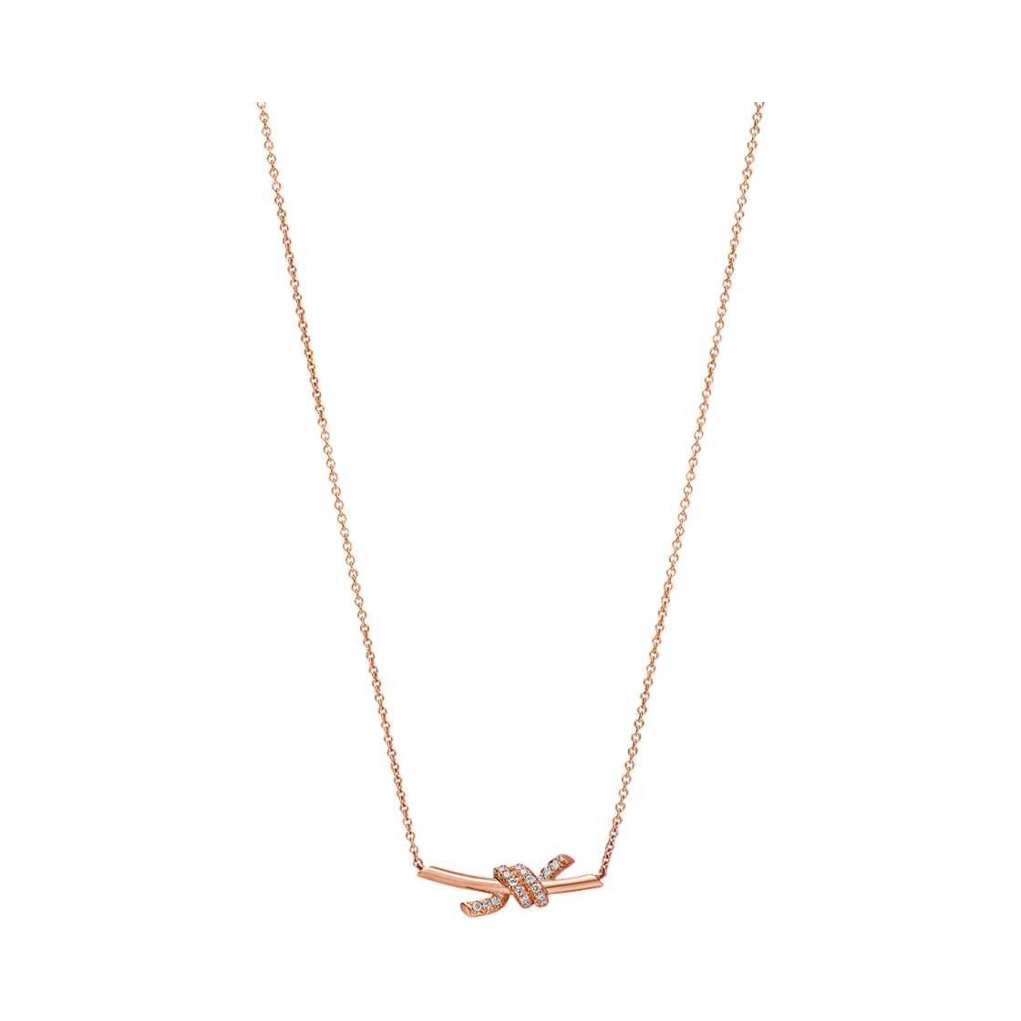 티파니 앤 코 노트 스몰 펜던트 18K 로즈 골드 다이아몬드(Tiffany & Co. Tiffany Knot Small Pendant 18K Rose Gold with Diamonds)