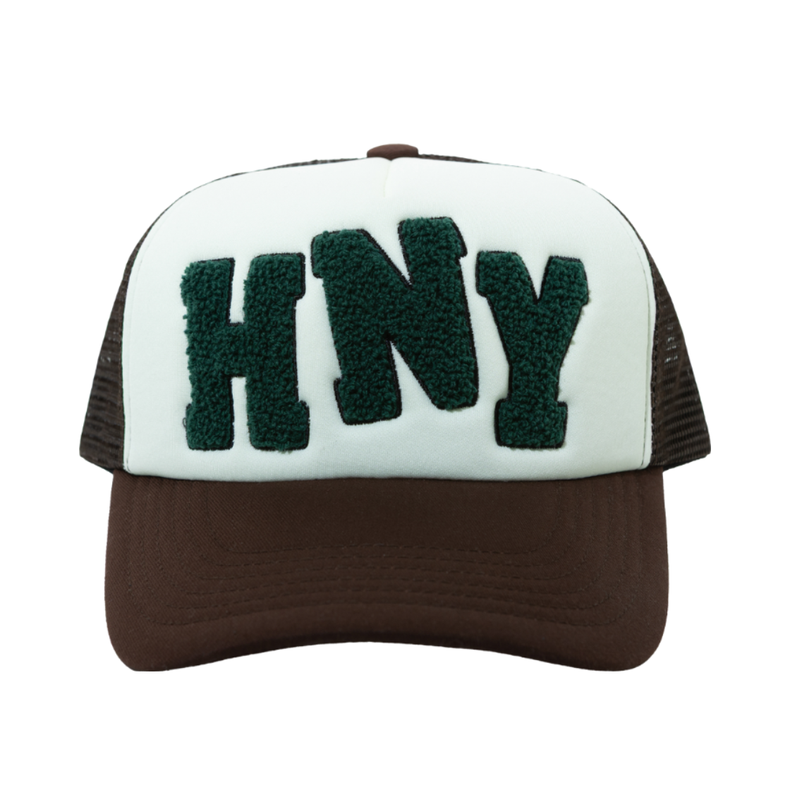 허니스쿱하우스 HNY 로고 트러커 캡 브라운(Honey Scoop House HNY Logo Trucker Cap Brown)
