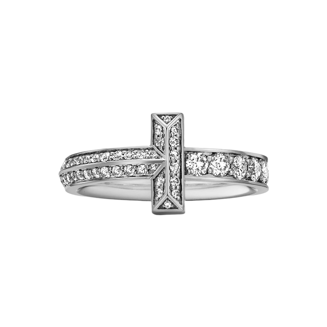 티파니 앤 코 T T1 네로우 링 18K 화이트 골드 다이아몬드(Tiffany & Co. Tiffany T T1 Narrow Ring 18K White Gold with Diamonds) - 1