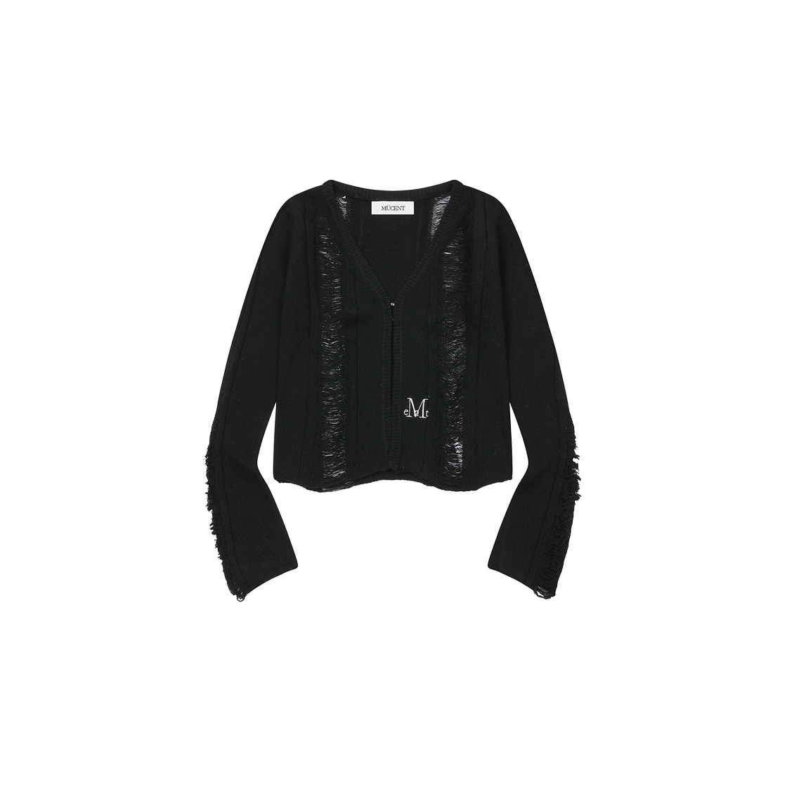 P0000BJM MUCENT Nubi Damage Slim Cardigan (2Color) Black