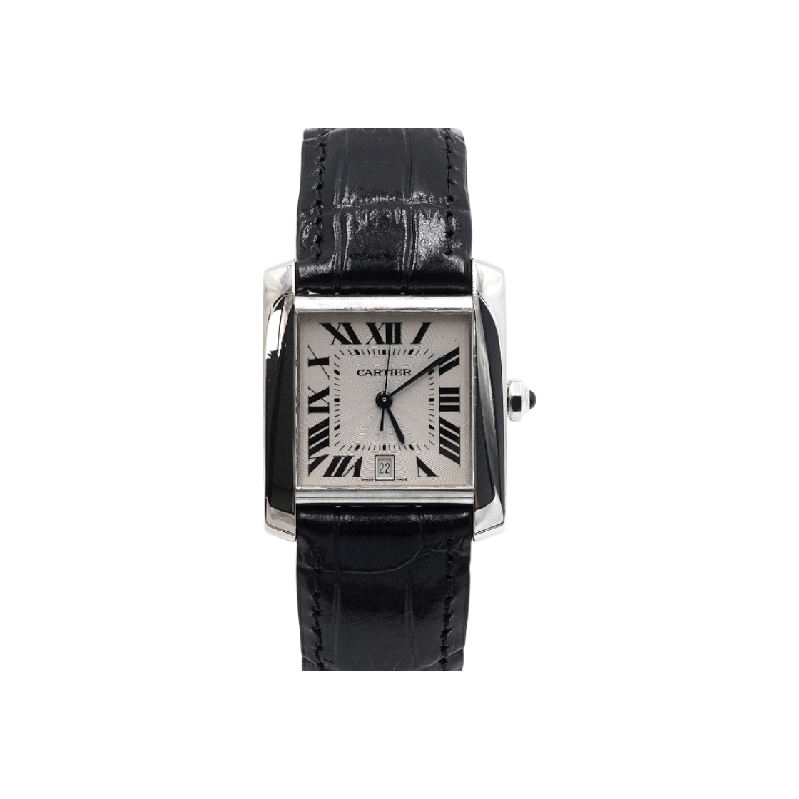 까르띠에 W5001156 18K화이트골드 탱크 프랑세즈 라지 가죽밴드 남성 시계aa58435(Cartier Tank Française Large Men's Watch with 18K White Gold and Leather Band)