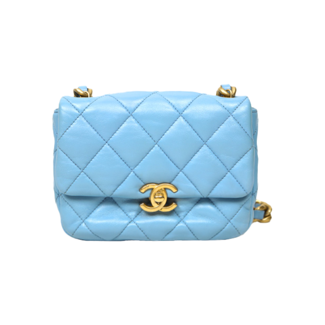 ITEDTR9N4A44 Chanel Sky Blue Lambskin Quilted Chain Shoulder Bag