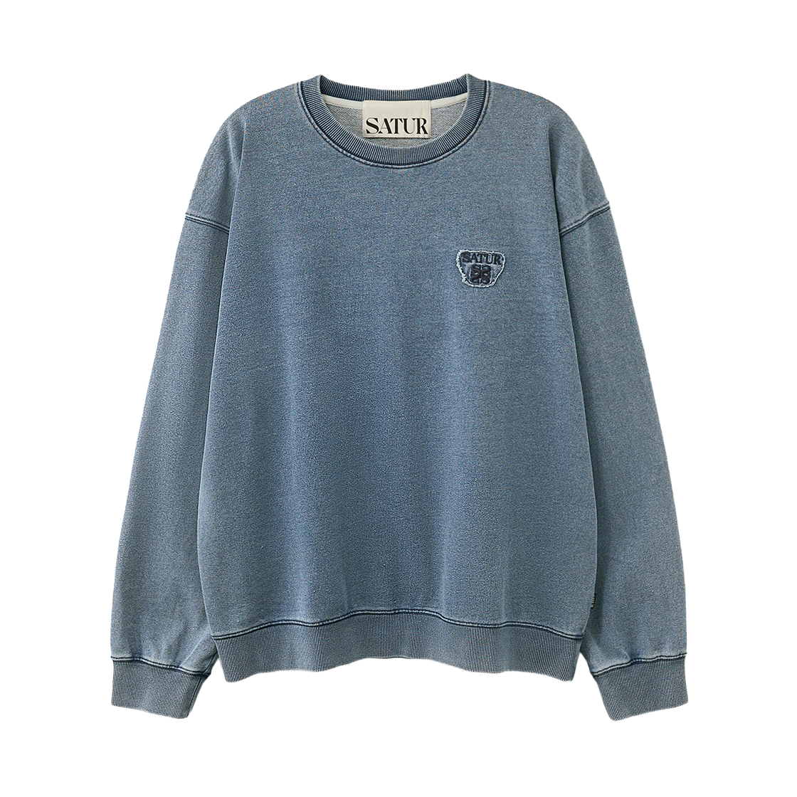 세터 데님 라이크 워시드 스웨트셔츠 블루(SATUR Denim Like Washed Sweatshirt Blue)