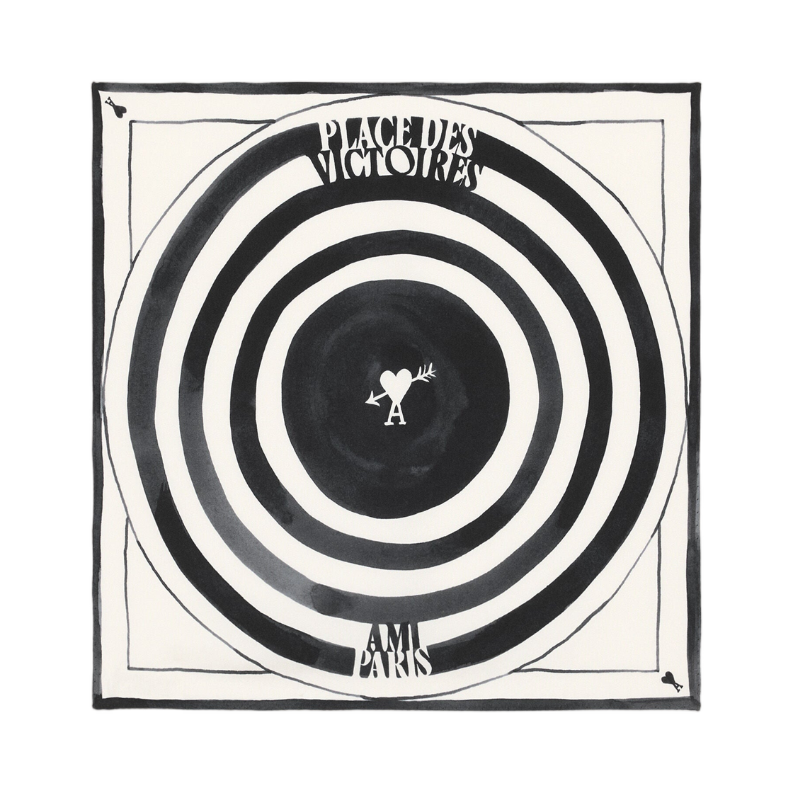 아미 블랙 실크 플레이스 드 빅투아르 스카프 블랙(AMI Black Silk Place Des Victoires Scarf Black) - 2