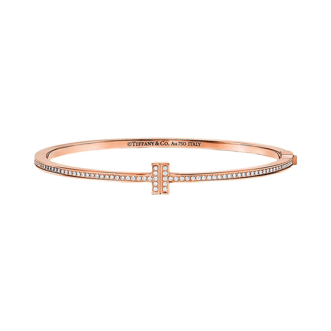 티파니 앤 코 T 다이아몬드 힌지드 와이어 뱅글 18K 로즈 골드(Tiffany & Co. Tiffany T Diamond Hinged Wire Bangle 18K Rose Gold) - 1