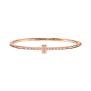 Tiffany & Co. Tiffany T Diamond Hinged Wire Bangle 18K Rose Gold